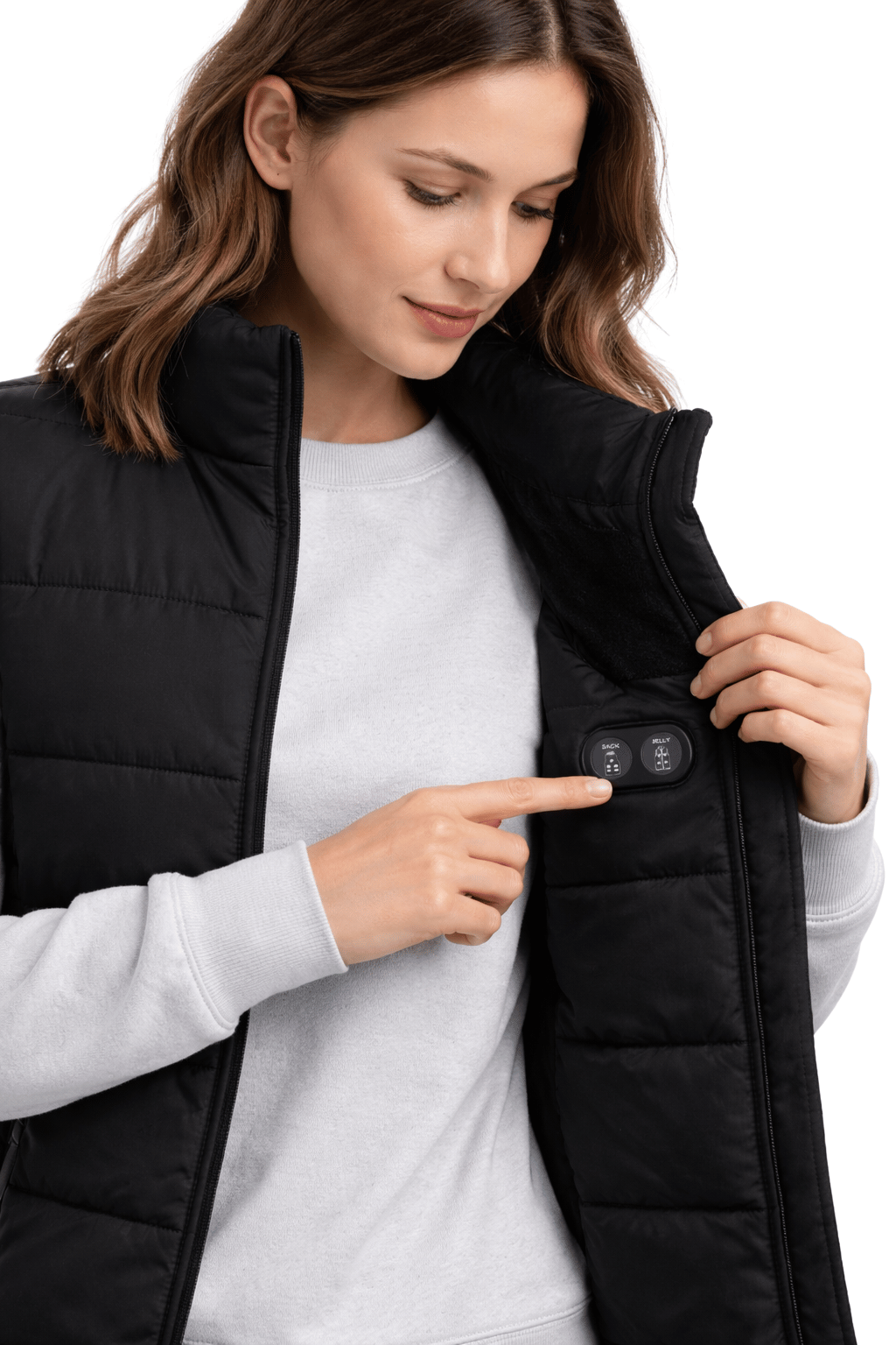 Women's Heated Padded Body Warmer Black – Dual Heating